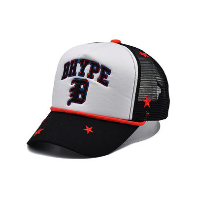 Ricamo all'ingrosso Logo Trucker Cap, Mesh Snap Back Gorras, cappello di alta qualità 3d del pannello di abitudine 5 dell'OEM del camionista
